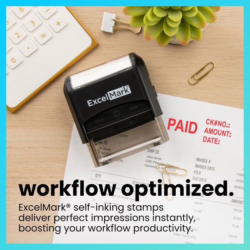 ExcelMark Paid with Check No., Amount, Date - ExcelMark Self Inking Rubber Stamp - A1848 - Image 2